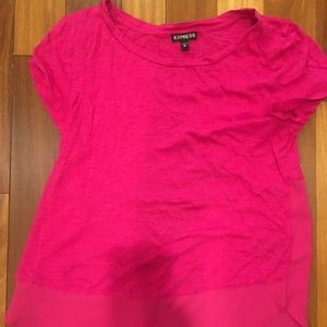express pink t-shirt with silk back and bottom
